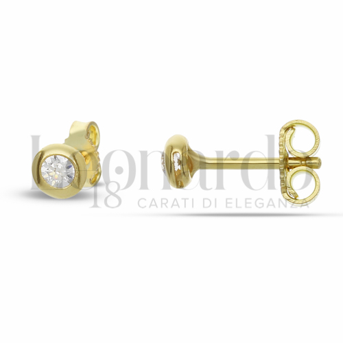 con Zircone bianco da Misura pietra o modello 2,50 mm in Oro Giallo da 1gr.