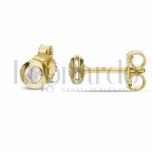 con Zircone bianco da Misura pietra o modello 3,00 mm in Oro Giallo da 1,3gr.