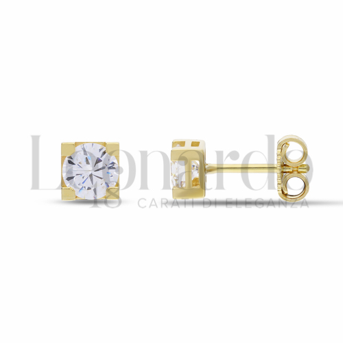 con Zircone bianco da Misura pietra o modello 6,00 mm in Oro Giallo da 2gr.