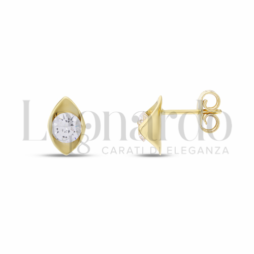 con Zircone bianco da Misura pietra o modello 5,00 mm in Oro Giallo da 2gr.