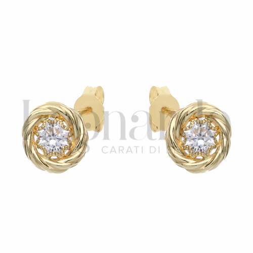 con Zircone bianco da Misura pietra 6,00 mm in Oro Giallo da 1,7gr.
