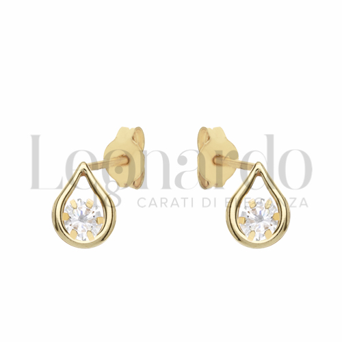 con Zircone bianco da Misura pietra 5,00 mm in Oro Giallo da 1gr.