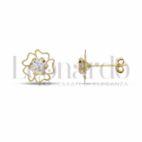 con Zircone bianco da Misura pietra o modello 4,00 mm in Oro Giallo da 0,7gr.