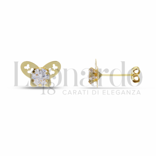 con Zircone bianco da Misura pietra o modello 4,00 mm in Oro Giallo da 0,7gr.