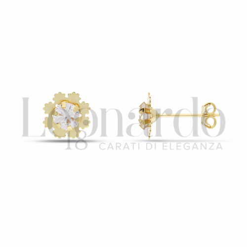 con Zircone bianco da Misura pietra o modello 4,00 mm in Oro Giallo da 0,8gr.