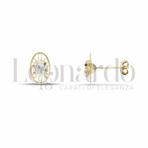 con Zircone bianco da Misura pietra o modello 4,00 mm in Oro Giallo da 0,6gr.