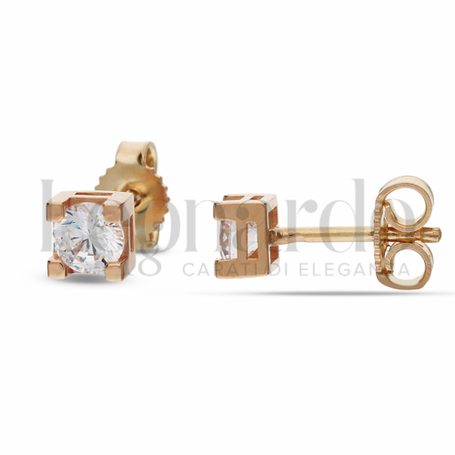 con Zircone bianco da Misura pietra o modello 4,00 mm in Oro Rosa da 1,6gr.