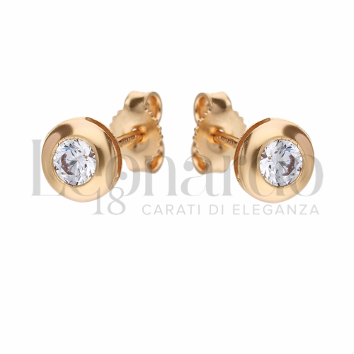 con Zircone bianco da Misura pietra o modello 3,50 mm in Oro Rosa da 1,5gr.