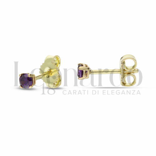con Zircone Viola da Misura pietra o modello 3,00 mm in Oro Giallo da 1gr.