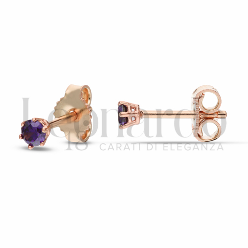 con Zircone Viola da Misura pietra o modello 3,00 mm in Oro Rosa da 0,9gr.