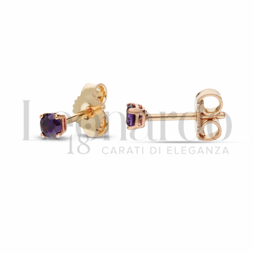 con Zircone Viola da Misura pietra o modello 3,00 mm in Oro Rosa da 1gr.