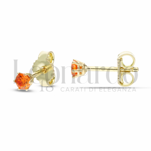con Zircone arancione da Misura pietra o modello 3,00 mm in Oro Giallo da 0,9gr.