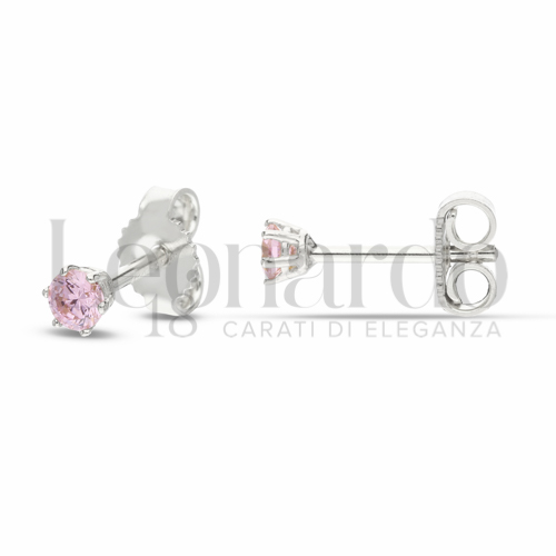 con Zircone rosa Light da Misura pietra o modello 3,00 mm in Oro Bianco da 0,9gr.