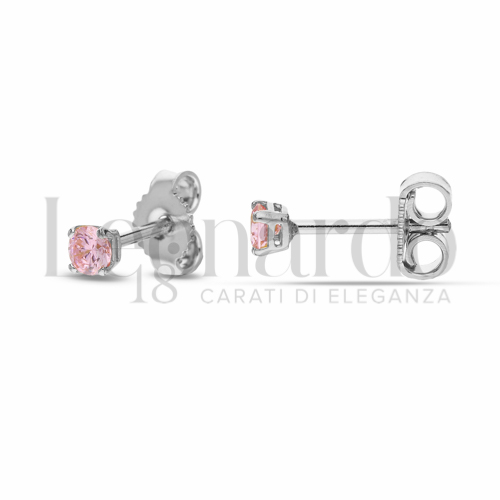 con Zircone rosa Light da Misura pietra o modello 3,00 mm in Oro Bianco da 1gr.
