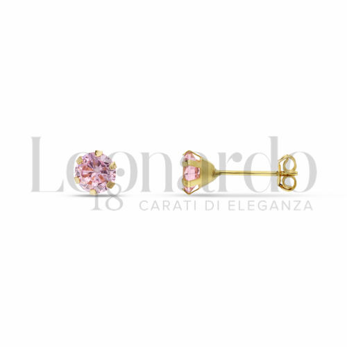 con Zircone rosa da Misura pietra o modello 5,00 mm in Oro Giallo da 0,7gr.