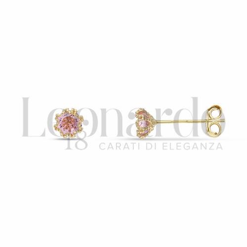 con Zircone rosa Light da Misura pietra o modello 4,00 mm in Oro Giallo da 0,5gr.