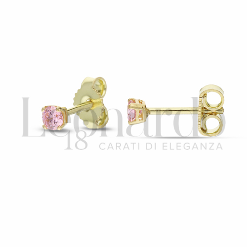 con Zircone rosa Light da Misura pietra o modello 3,00 mm in Oro Giallo da 1gr.