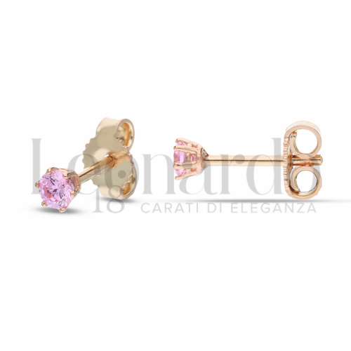 con Zircone rosa Light da Misura pietra o modello 3,00 mm in Oro Rosa da 0,9gr.