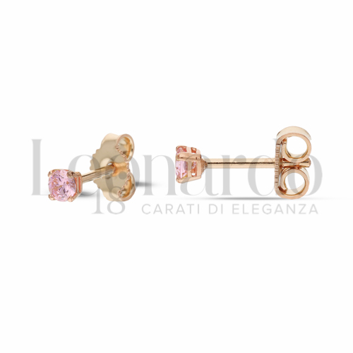 con Zircone rosa Light da Misura pietra o modello 3,00 mm in Oro Rosa da 1gr.