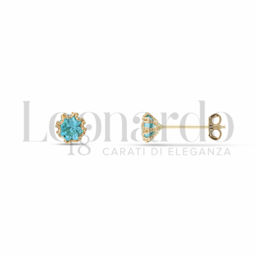 con Zircone azzurro da Misura pietra o modello 4,00 mm in Oro Giallo da 0,5gr.