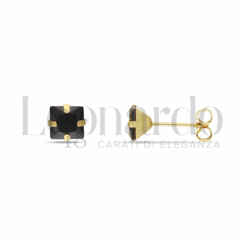 con Zircone Nero da Misura pietra o modello 6,00 mm in Oro Giallo da 1,4gr.