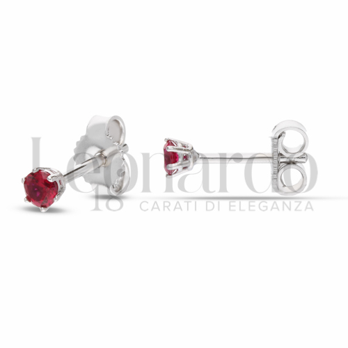 con Zircone rosso da Misura pietra o modello 3,00 mm in Oro Bianco da 0,9gr.
