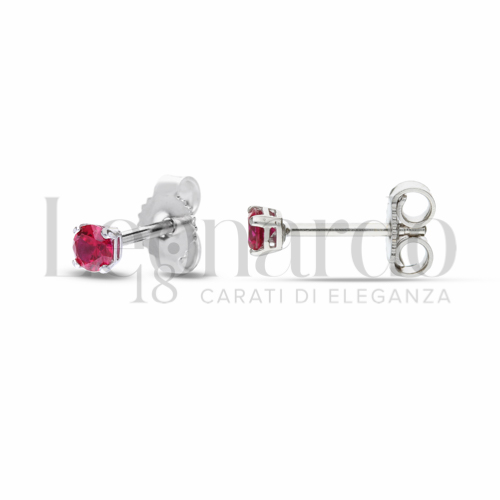 con Zircone rosso da Misura pietra o modello 3,00 mm in Oro Bianco da 1gr.