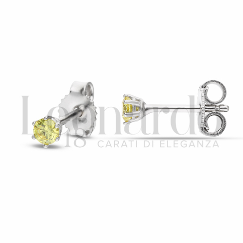 con Zircone Giallo Fancy da Misura pietra o modello 3,00 mm in Oro Bianco da 1gr.
