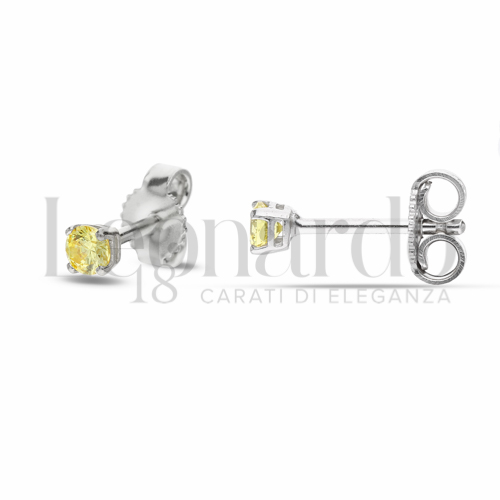 con Zircone Giallo Fancy da Misura pietra o modello 3,00 mm in Oro Bianco da 1gr.