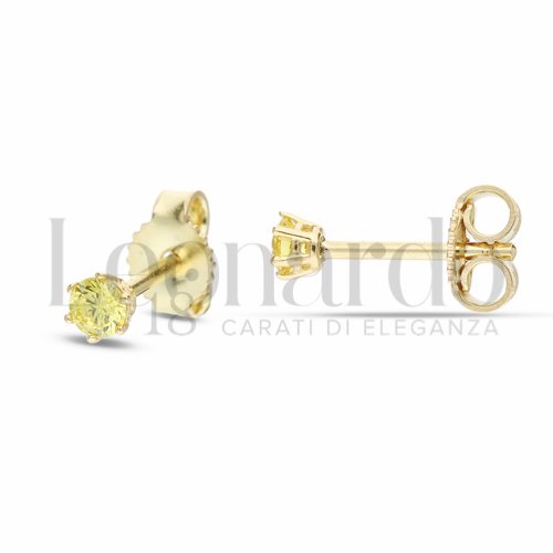 con Zircone Giallo Fancy da Misura pietra o modello 3,00 mm in Oro Giallo da 1gr.