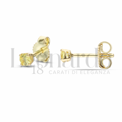 con Zircone Giallo Fancy da Misura pietra o modello 3,00 mm in Oro Giallo da 1gr.