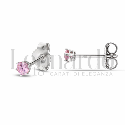con Zircone rosa da Misura pietra o modello 3,00 mm in Oro Bianco da 0,9gr.