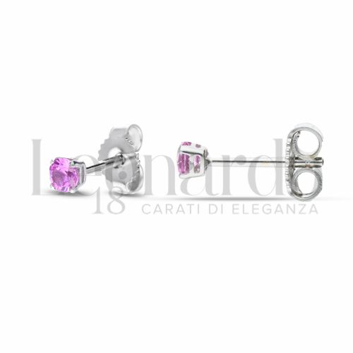 con Zircone rosa da Misura pietra o modello 3,00 mm in Oro Bianco da 1gr.