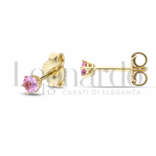 con Zircone rosa da Misura pietra o modello 3,00 mm in Oro Giallo da 0,9gr.