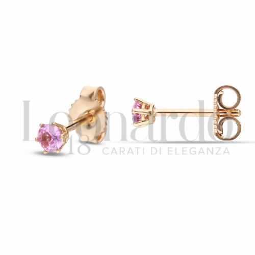 con Zircone rosa da Misura pietra o modello 3,00 mm in Oro Rosa da 0,9gr.