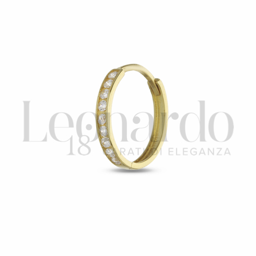 12 mm Diametro interno con Zircone bianco in Oro Giallo da 0,8gr.