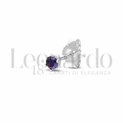 con Zircone Viola da Misura 3,00 mm in Oro Bianco da 0,5gr.