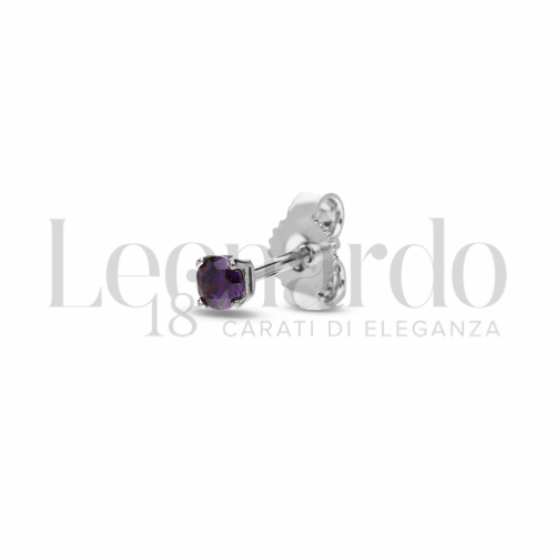 con Zircone Viola da Misura 3,00 mm in Oro Bianco da 0,5gr.