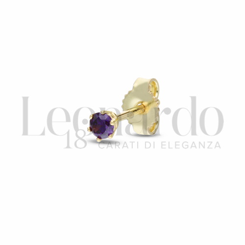 con Zircone Viola da Misura 3,00 mm in Oro Giallo da 0,5gr.