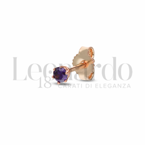 con Zircone Viola da Misura 3,00 mm in Oro Rosa da 0,5gr.