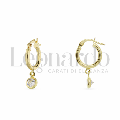 8 mm Diametro con Zircone bianco in Oro Giallo da 1,5gr.
