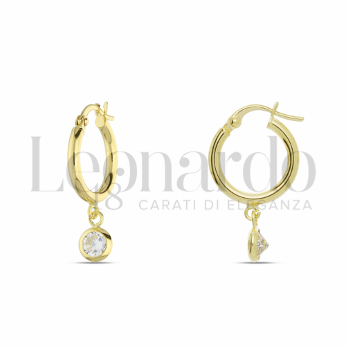 10 mm Diametro con Zircone bianco in Oro Giallo da 1,6gr.