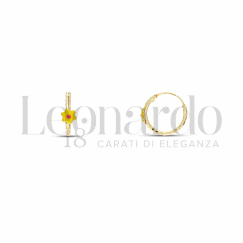 10 mm Diametro con Smalto Giallo in Oro Giallo da 0,8gr.