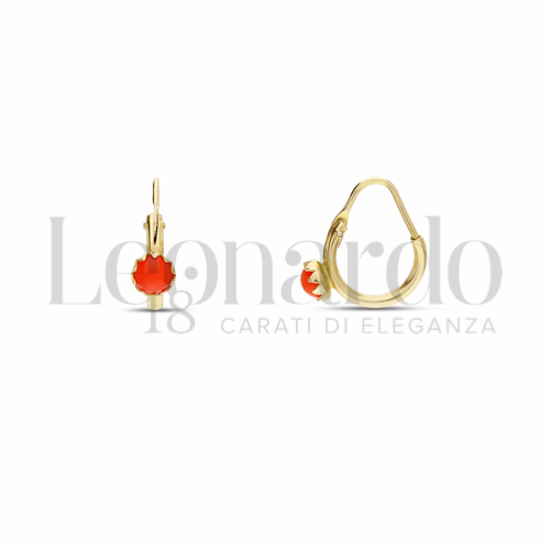 8 mm Diametro con Corallo in Oro Giallo da 1,4gr.