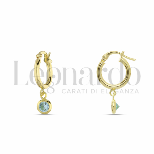 8 mm Diametro con Zircone azzurro in Oro Giallo da 1,5gr.