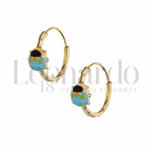 10 mm Diametro con Smalto blu in Oro Giallo da 1gr.
