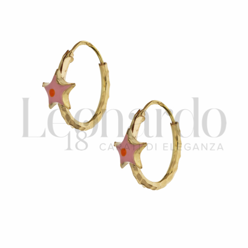 10 mm Diametro con Smalto rosa in Oro Giallo da 1gr.