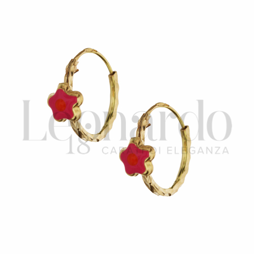10 mm Diametro con Smalto rosa in Oro Giallo da 1gr.