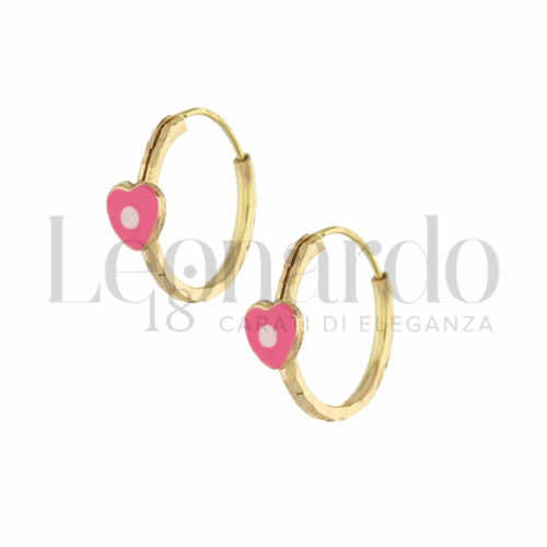 10 mm Diametro con Smalto rosa in Oro Giallo da 1gr.