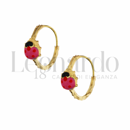 10 mm Diametro con Smalto rosa in Oro Giallo da 1gr.